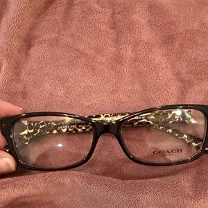 Coach Black Glasses with Leopard Accents